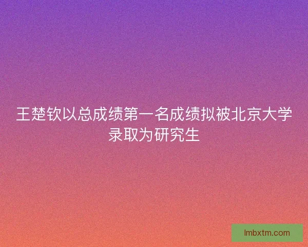 王楚钦以总成绩第一名成绩拟被北京大学录取为研究生