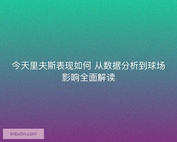 今天里夫斯表现如何 从数据分析到球场影响全面解读